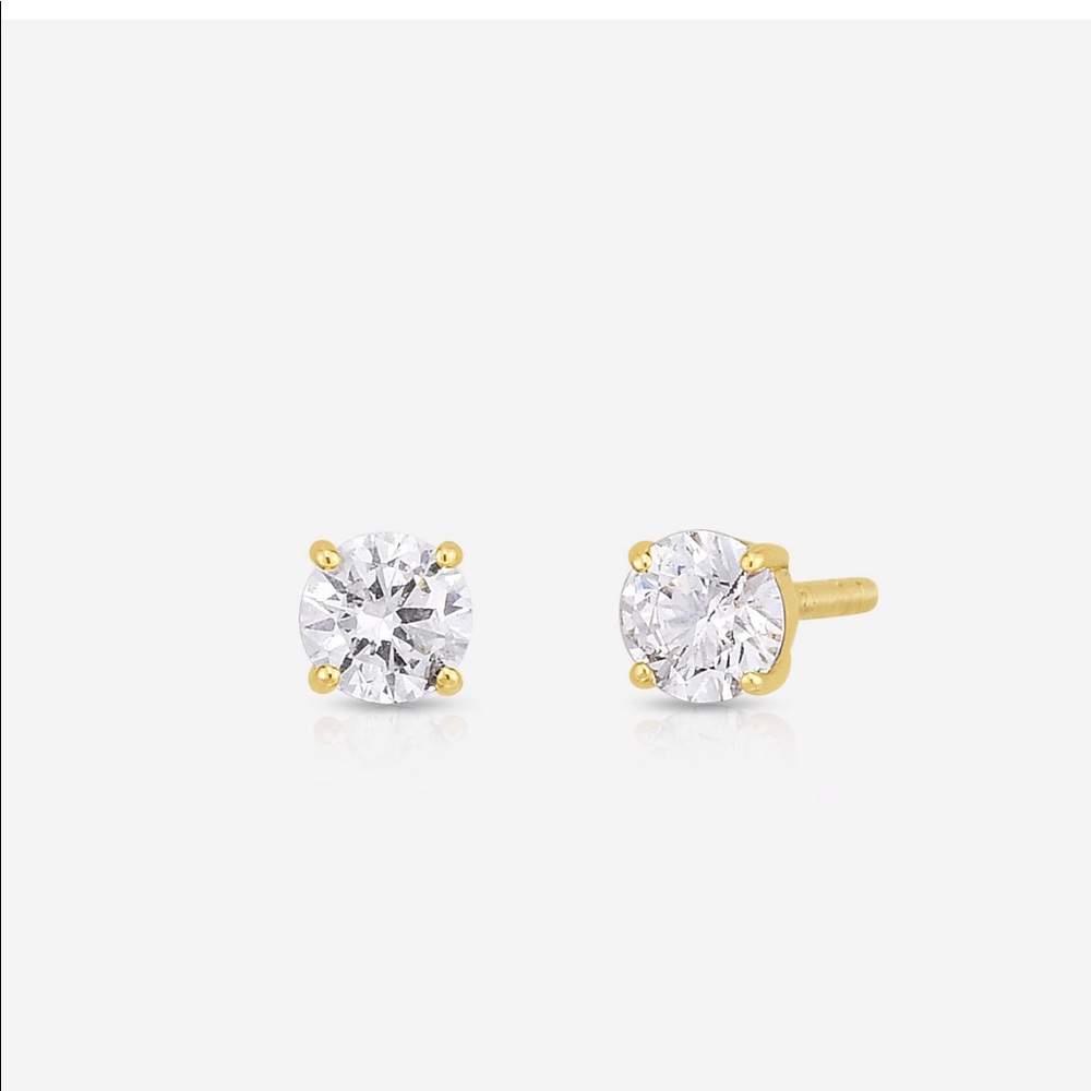 Half Carat Diamond Studs by Ring Concierge. 14k Yellow Gold, Genuine Diamonds